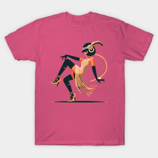 Jazz Age Jubilee: 1930s Rubber Hose Flapper Dancer T-Shirt